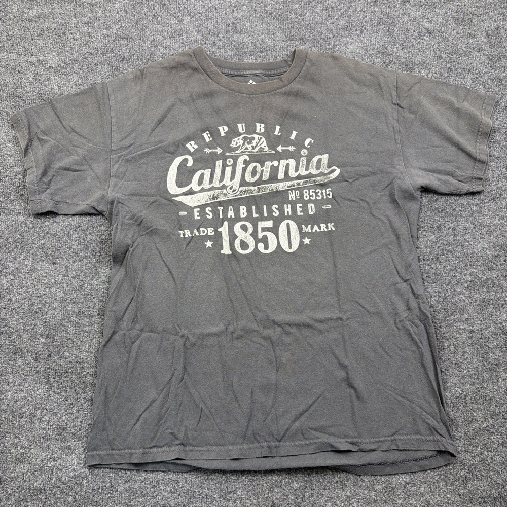 Mens Size Large California Republic Gray Shirt Tee Lg‎ L Short Sleeve